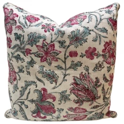 Well Made Home Zahra Madder Red Teal/ Flat Flange Pillow Cover