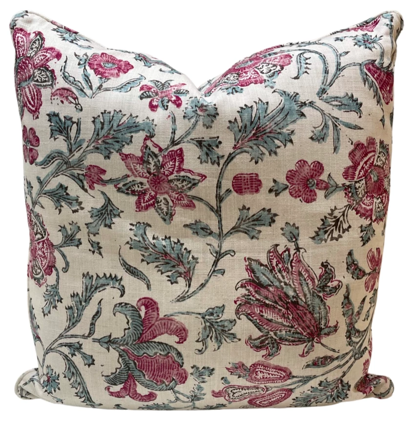 Well Made Home Zahra Madder Red Teal/ Flat Flange Pillow Cover 1 Well Made Home Zahra Madder Red Teal/ Flat Flange Pillow Cover