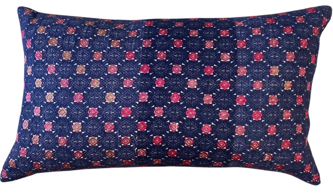 Zerbo Indoor Wedding Hmong Pink Indigo Dot Lumbar 1 Zerbo Indoor Wedding Hmong Pink Indigo Dot Lumbar