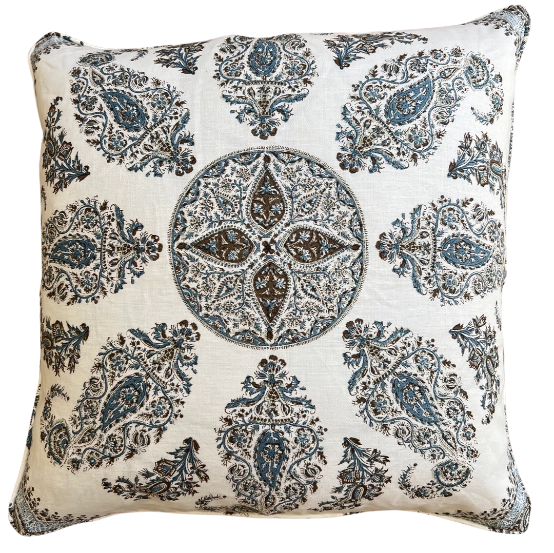 Peter Dunham Samarkand Blue And Brown Pillow Cover 1 Peter Dunham Samarkand Blue And Brown Pillow Cover