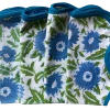 Well Made Home TABLEWARE Blue And Green Flower Block Print Napkins (set Of 4)