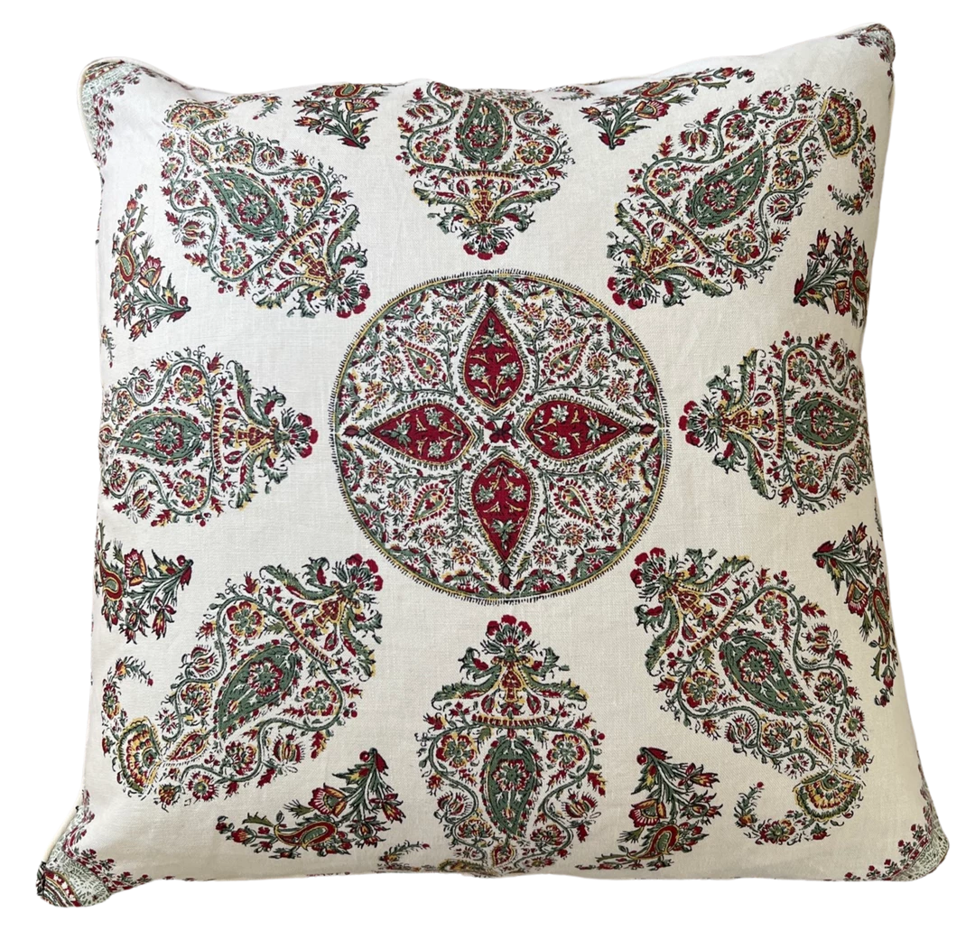 Peter Dunham Samarkand Red And Green Pillow Cover 1 Peter Dunham Samarkand Red And Green Pillow Cover