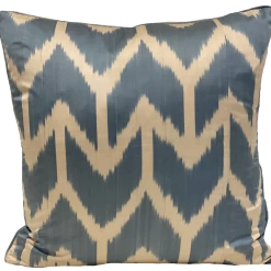 Kushaan Aziz Pale Blue Silk Ikat Pillow Cover