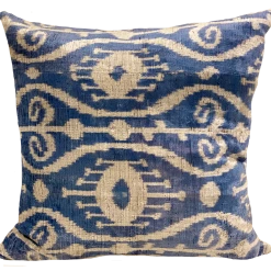MD Home Blue Payas Velvet Ikat Pillow Cover
