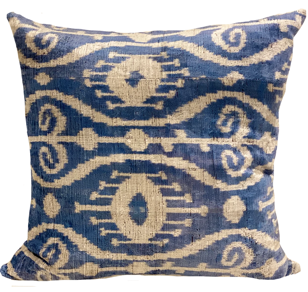 MD Home Blue Payas Velvet Ikat Pillow Cover 1 MD Home Blue Payas Velvet Ikat Pillow Cover