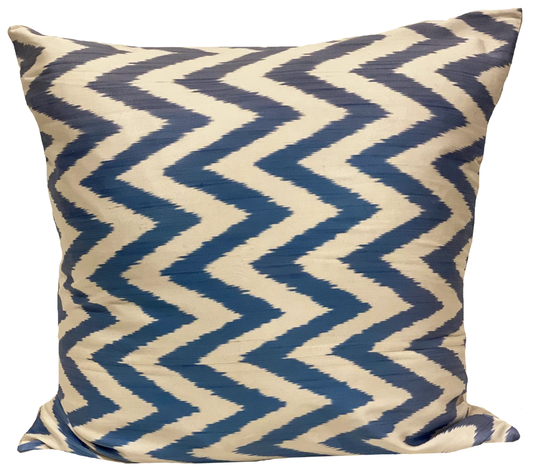 MD Home Blue Zig Zag Silk Ikat Cover Indoor 1 MD Home Blue Zig Zag Silk Ikat Cover Indoor