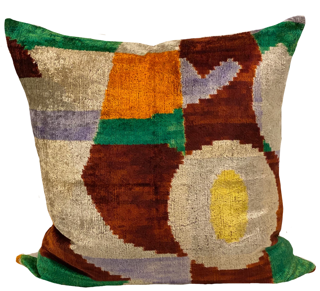 MD Home Greti Multi Velvet Ikat Pillow Cover Indoor 1 MD Home Greti Multi Velvet Ikat Pillow Cover Indoor