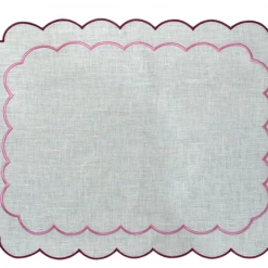 Well Made Home Pink Scallop Linen Placemats
