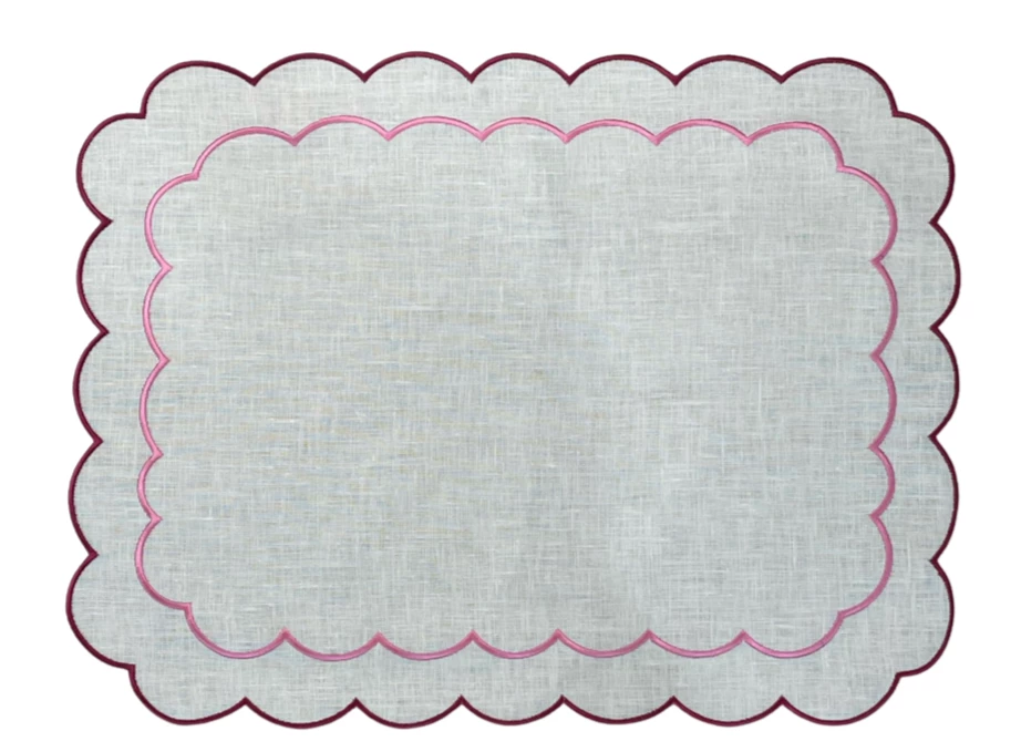 Well Made Home Pink Scallop Linen Placemats 1 Well Made Home Pink Scallop Linen Placemats