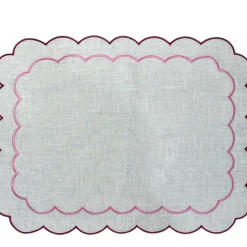 Well Made Home TABLEWARE Pink Scallop Linen Napkins