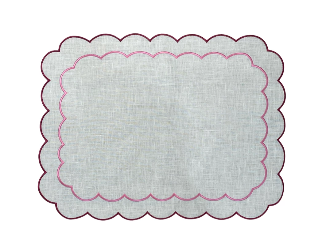 Well Made Home TABLEWARE Pink Scallop Linen Napkins 2 Well Made Home TABLEWARE Pink Scallop Linen Napkins