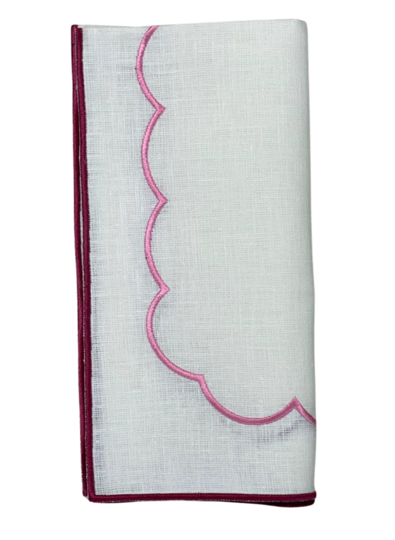 Well Made Home Pink Scallop Linen Placemats 2 Well Made Home Pink Scallop Linen Placemats