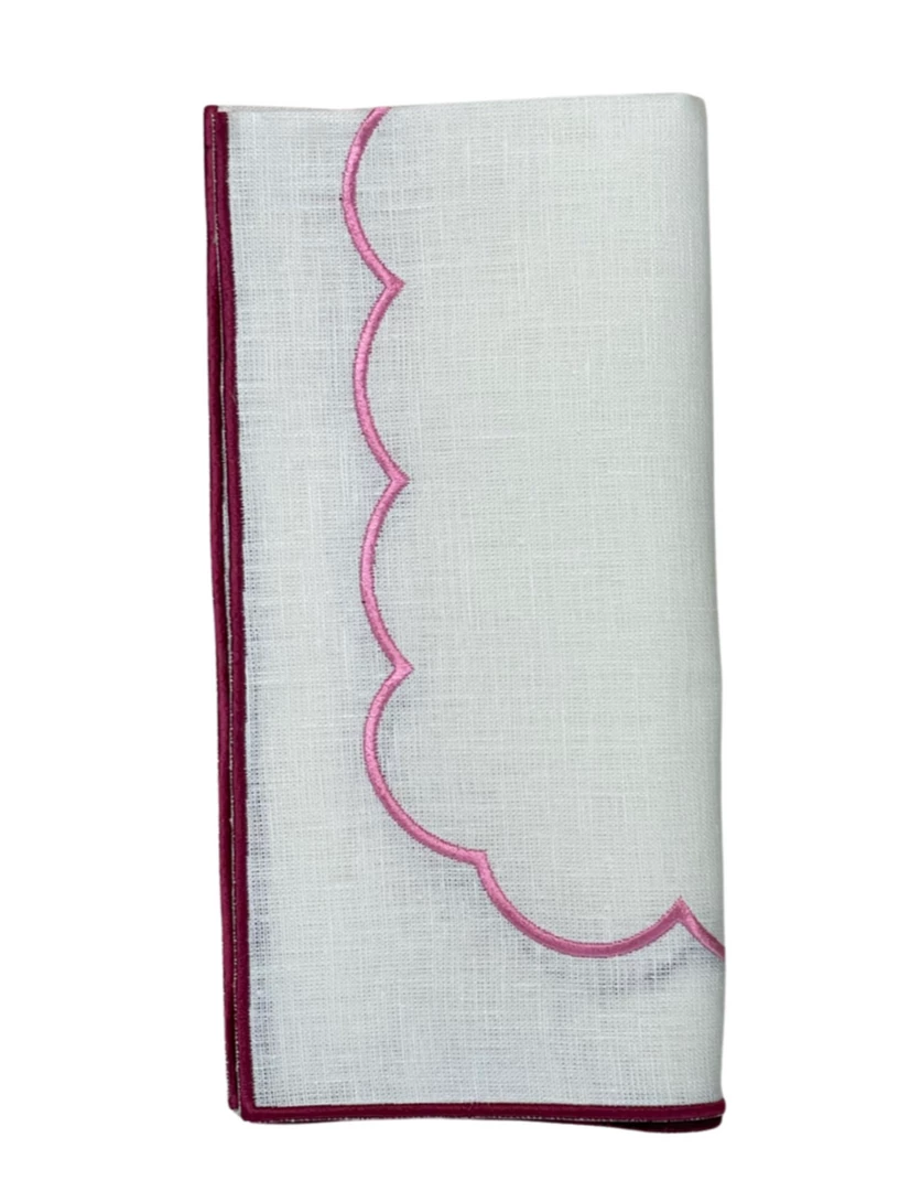 Well Made Home TABLEWARE Pink Scallop Linen Napkins 1 Well Made Home TABLEWARE Pink Scallop Linen Napkins