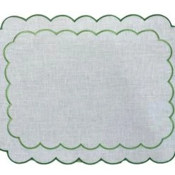 Well Made Home Table Linens Green Scallop Placemats