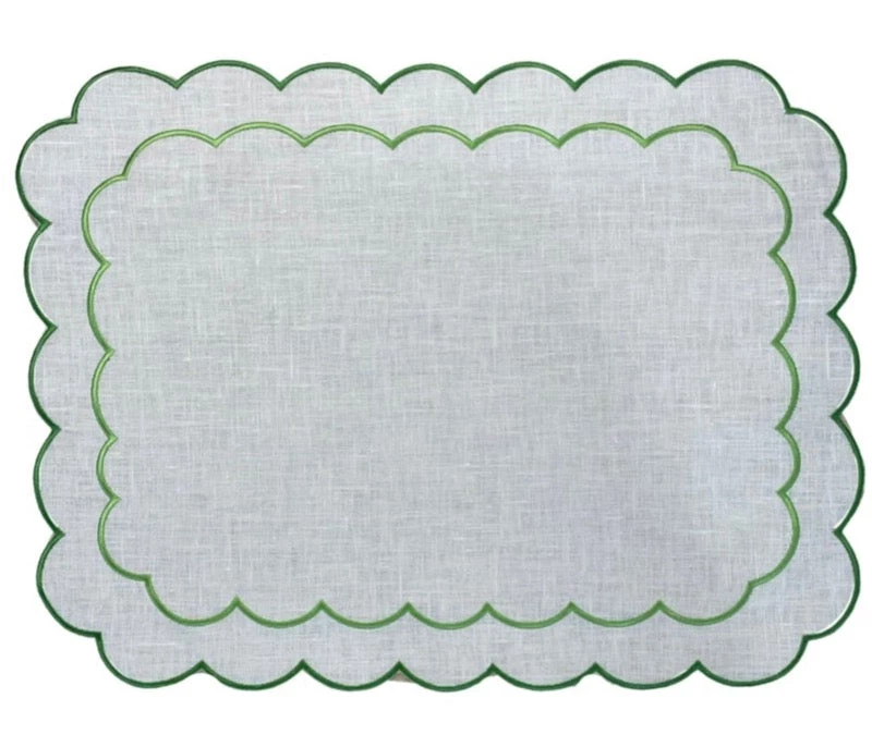 Well Made Home Table Linens Green Scallop Placemats 1 Well Made Home Table Linens Green Scallop Placemats