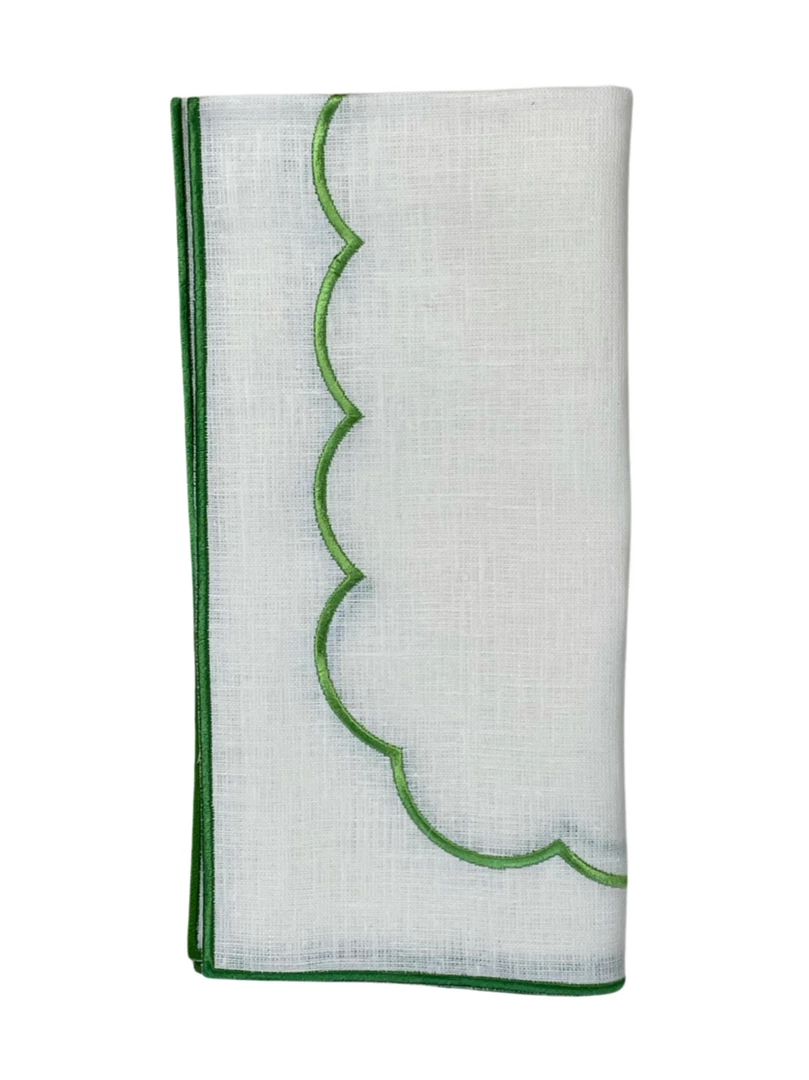 Well Made Home Green Scallop And Line Napkins 1 Well Made Home Green Scallop And Line Napkins