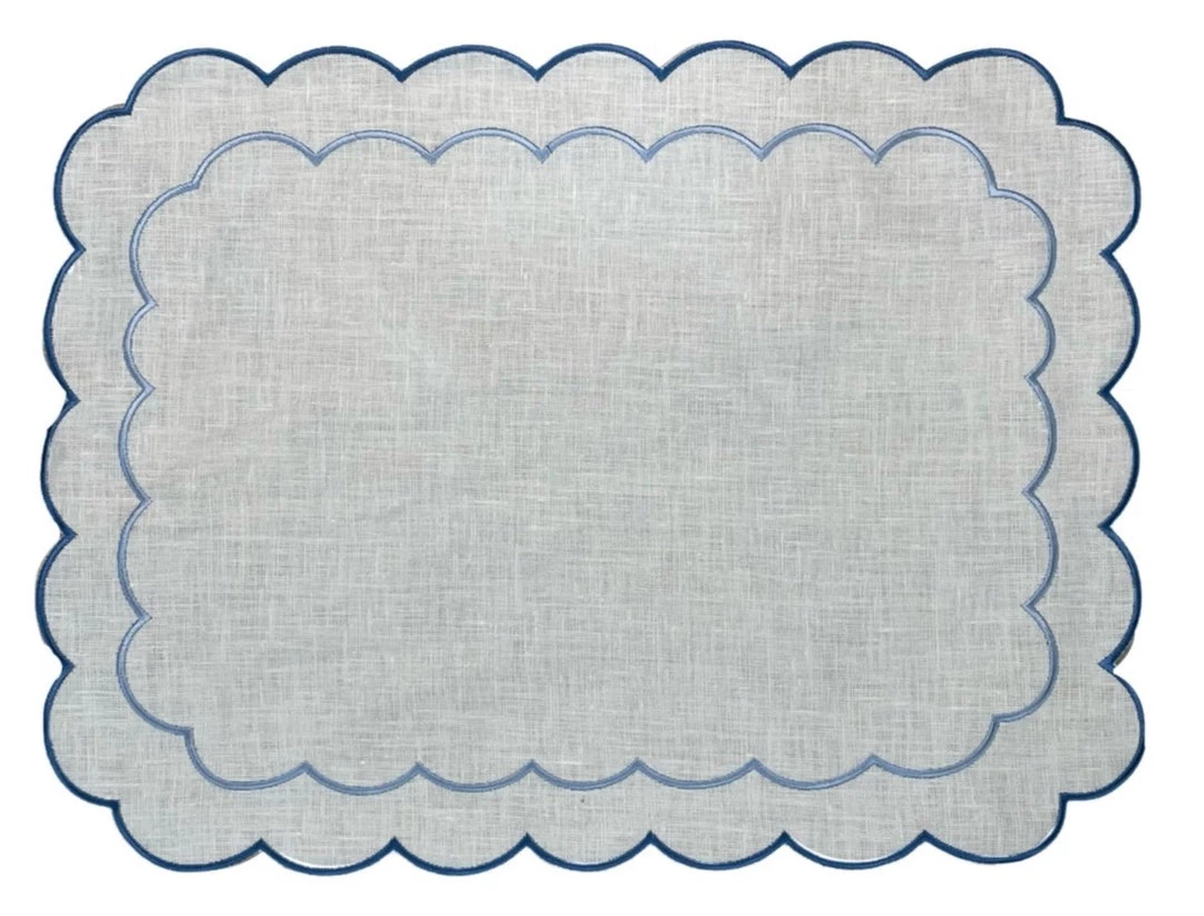 Well Made Home Table Linens Blue Scallop Placemats 1 Well Made Home Table Linens Blue Scallop Placemats