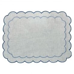 Well Made Home Blue Scallop And Linen Napkins TABLEWARE