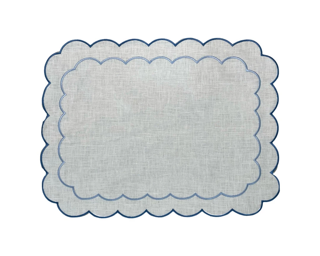 Well Made Home Blue Scallop And Linen Napkins TABLEWARE 2 Well Made Home Blue Scallop And Linen Napkins TABLEWARE