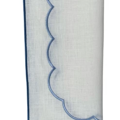 Well Made Home Blue Scallop And Linen Napkins TABLEWARE