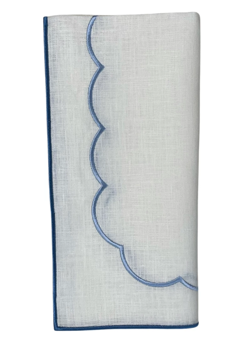 Well Made Home Blue Scallop And Linen Napkins TABLEWARE 1 Well Made Home Blue Scallop And Linen Napkins TABLEWARE