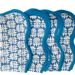 Well Made Home Blue Marigold Block Print Napkins (set Of 4)