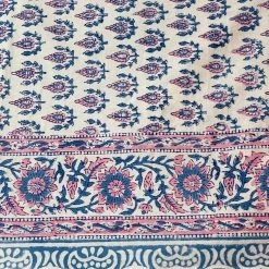 Well Made Home Pink And Blue Booti Block Print Tablecloth TABLEWARE