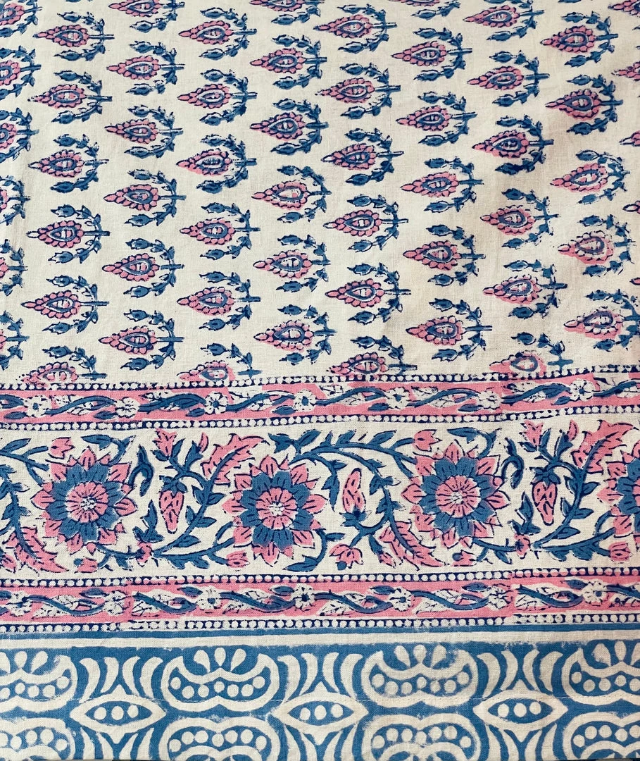 Well Made Home Pink And Blue Booti Block Print Tablecloth TABLEWARE 1 Well Made Home Pink And Blue Booti Block Print Tablecloth TABLEWARE
