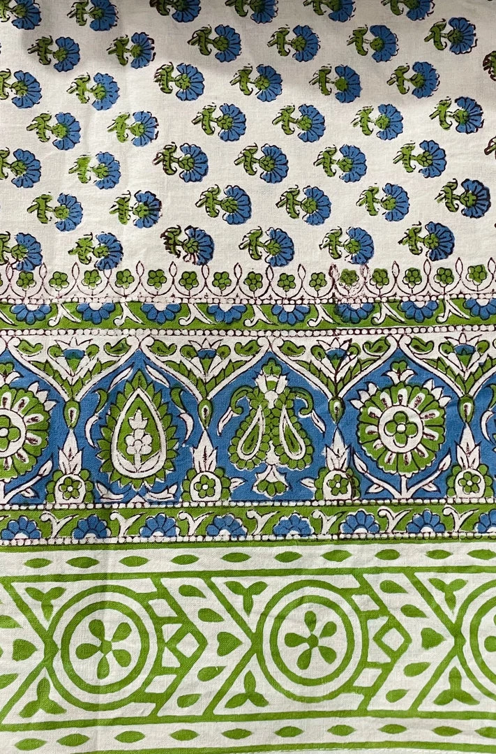 Well Made Home TABLEWARE Blue And Green Booti Block Print Tablecloth 1 Well Made Home TABLEWARE Blue And Green Booti Block Print Tablecloth
