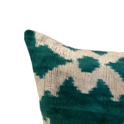 MD Home Tile Teal Velvet Ikat Pillow Cover Indoor