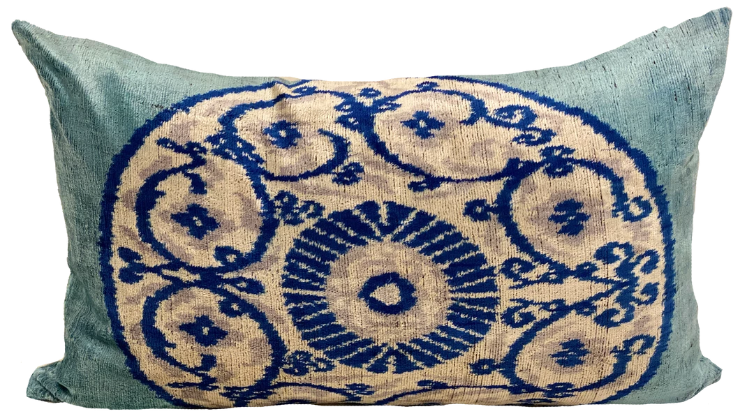 MD Home Indoor Medallion Blue Velvet Ikat Pillow Cover 1 MD Home Indoor Medallion Blue Velvet Ikat Pillow Cover