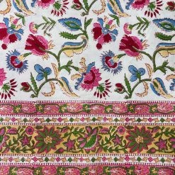 Well Made Home Multi Floral Vine Block Print Round Tablecloth TABLEWARE