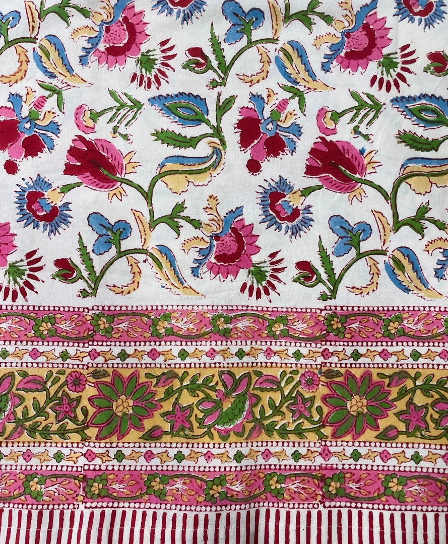 Well Made Home Multi Floral Vine Block Print Round Tablecloth TABLEWARE 1 Well Made Home Multi Floral Vine Block Print Round Tablecloth TABLEWARE