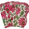 Well Made Home Pink And Green Floral Block Print Napkins With Embroidered Edge (set Of 4) TABLEWARE
