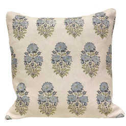 Lisa Fine Indoor Mughal Flower Blue Pillow Cover