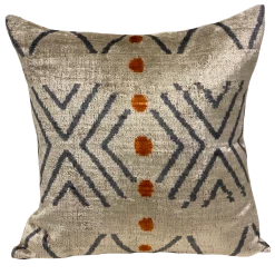 MD Home Dede Ivory Velvet Ikat Pillow Cover