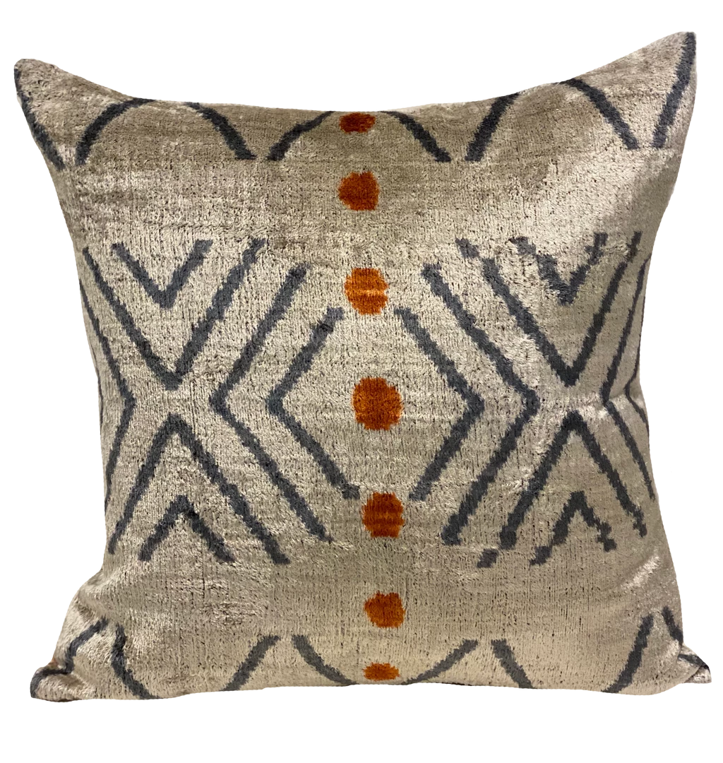 MD Home Dede Ivory Velvet Ikat Pillow Cover 1 MD Home Dede Ivory Velvet Ikat Pillow Cover