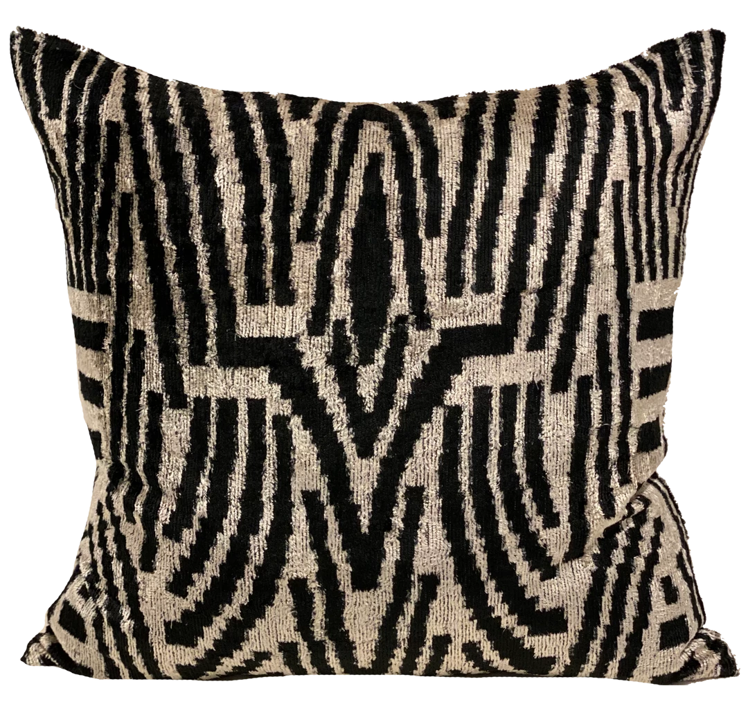 MD Home Zebi Black Velvet Ikat Pillow Cover 1 MD Home Zebi Black Velvet Ikat Pillow Cover