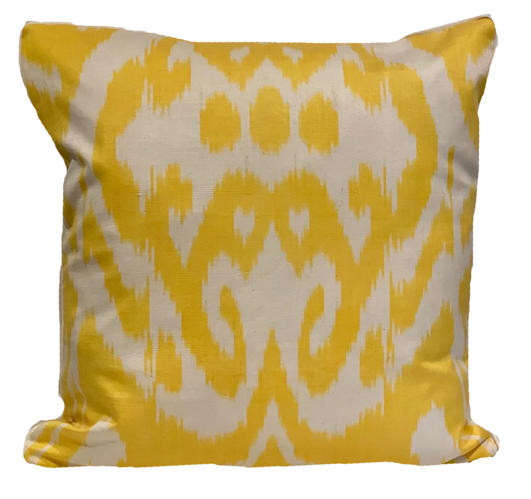 Kushaan Indoor Sennur Yellow Silk Ikat Pillow Cover 1 Kushaan Indoor Sennur Yellow Silk Ikat Pillow Cover