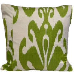 Kushaan Bahar Green Silk Ikat Pillow Cover Indoor