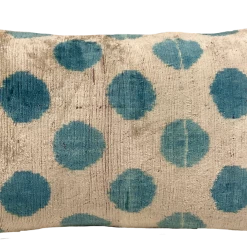 MD Home Indoor Light Blue Dot Velvet Ikat Pillow Cover