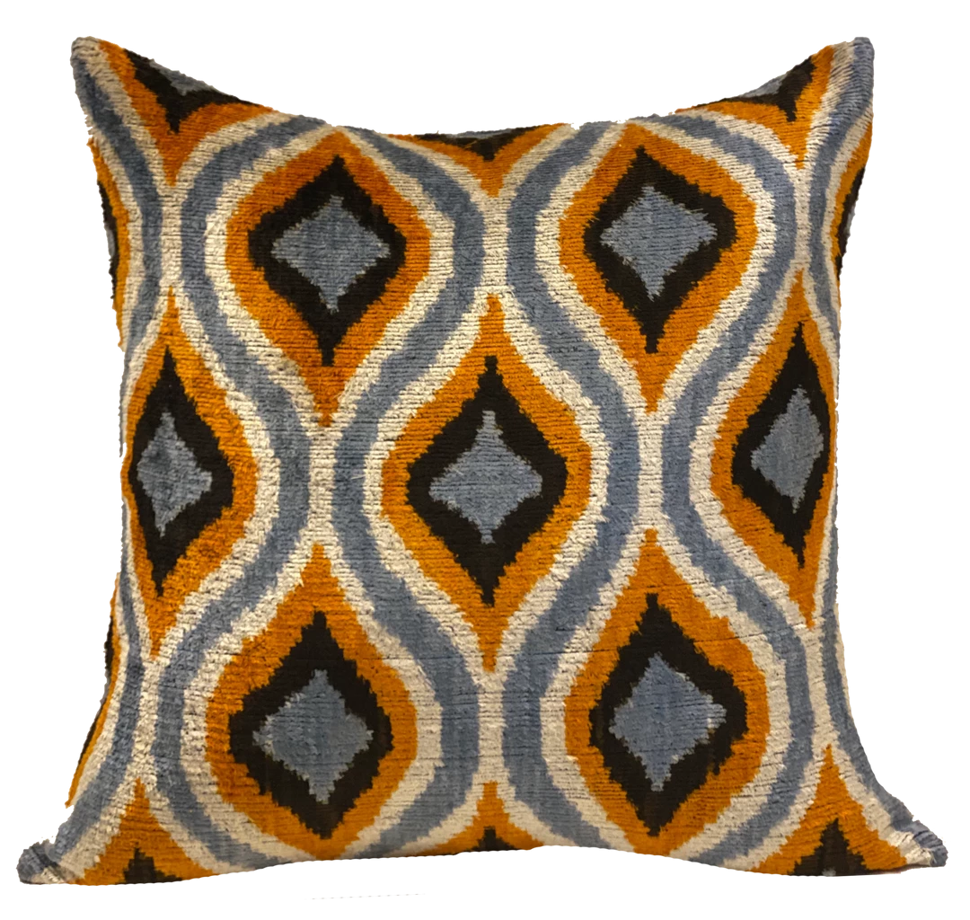 MD Home Ogee Multi Velvet Ikat Pillow Cover 1 MD Home Ogee Multi Velvet Ikat Pillow Cover