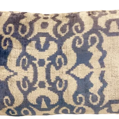 MD Home Siam Pool Blue Velvet Ikat Pillow Cover