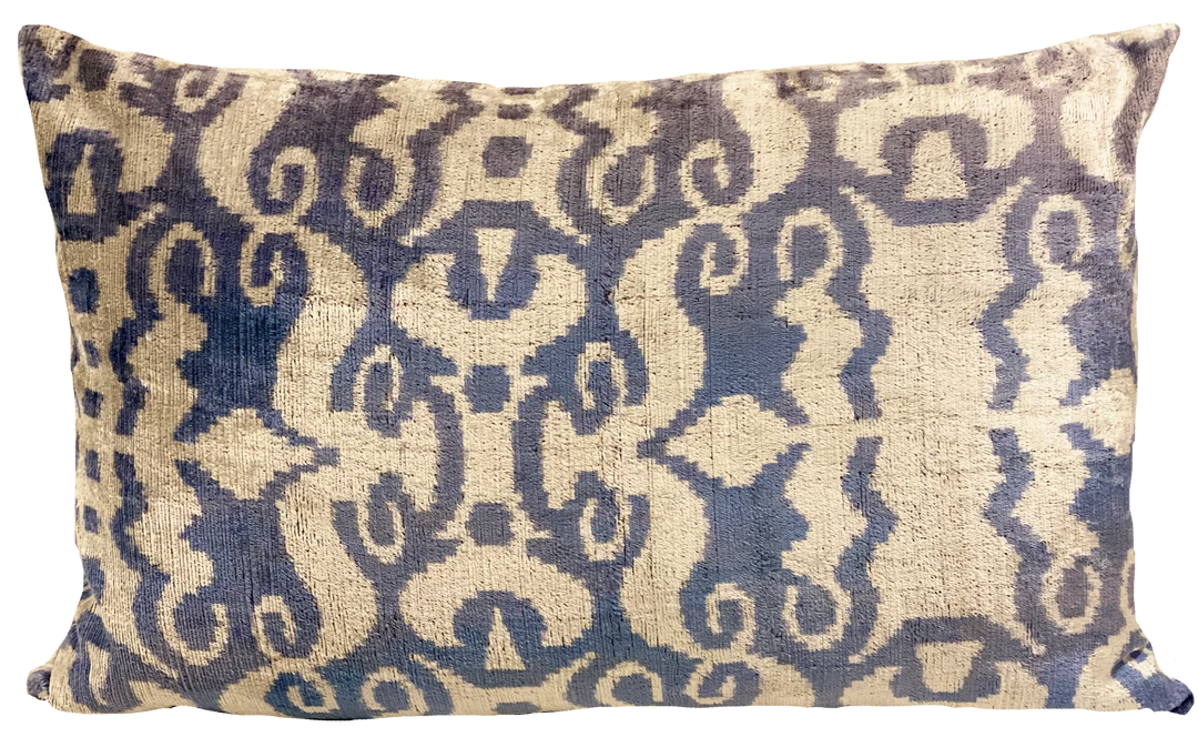 MD Home Siam Pool Blue Velvet Ikat Pillow Cover 1 MD Home Siam Pool Blue Velvet Ikat Pillow Cover