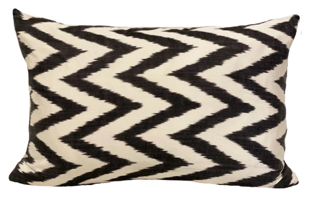 MD Home Black Zig Zag Silk Ikat Pillow Cover Indoor 1 MD Home Black Zig Zag Silk Ikat Pillow Cover Indoor