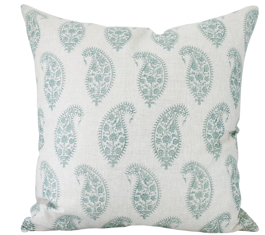 Walter G Indoor Paisley Celadon Pillow Cover 1 Walter G Indoor Paisley Celadon Pillow Cover