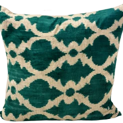 MD Home Tile Teal Velvet Ikat Pillow Cover Indoor