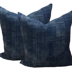 Indian Pink Indoor African Indigo Mudcloth Cover (pair)