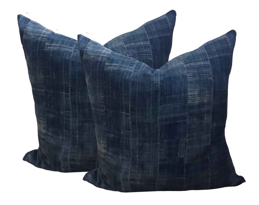 Indian Pink Indoor African Indigo Mudcloth Cover (pair) 1 Indian Pink Indoor African Indigo Mudcloth Cover (pair)