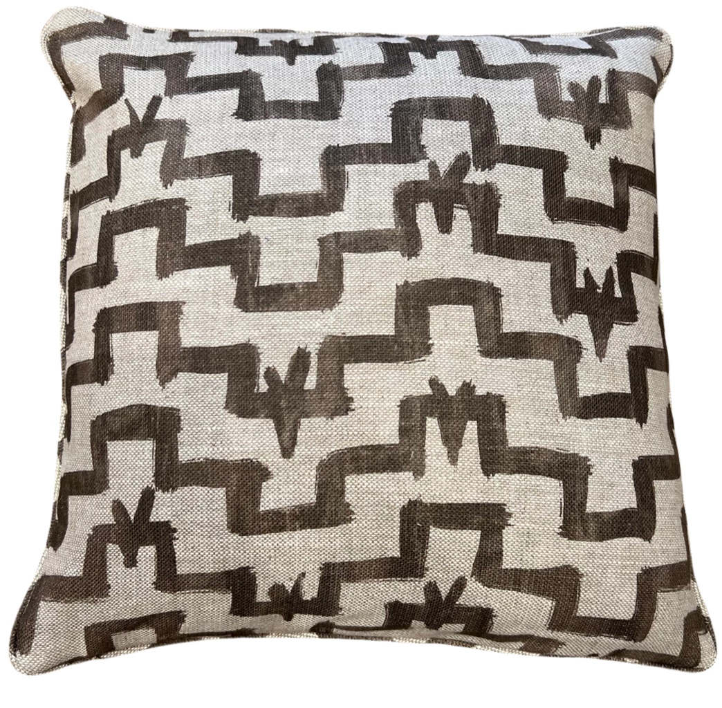 Zak & Fox Tulu Taupe Printed Pillow 1 Zak & Fox Tulu Taupe Printed Pillow